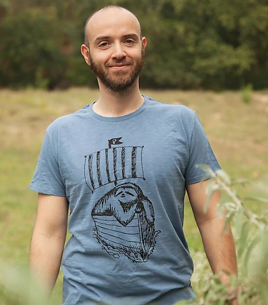 Felix Faultier - Fair Gehandeltes Bio Männer T-shirt - Slub Blue günstig online kaufen