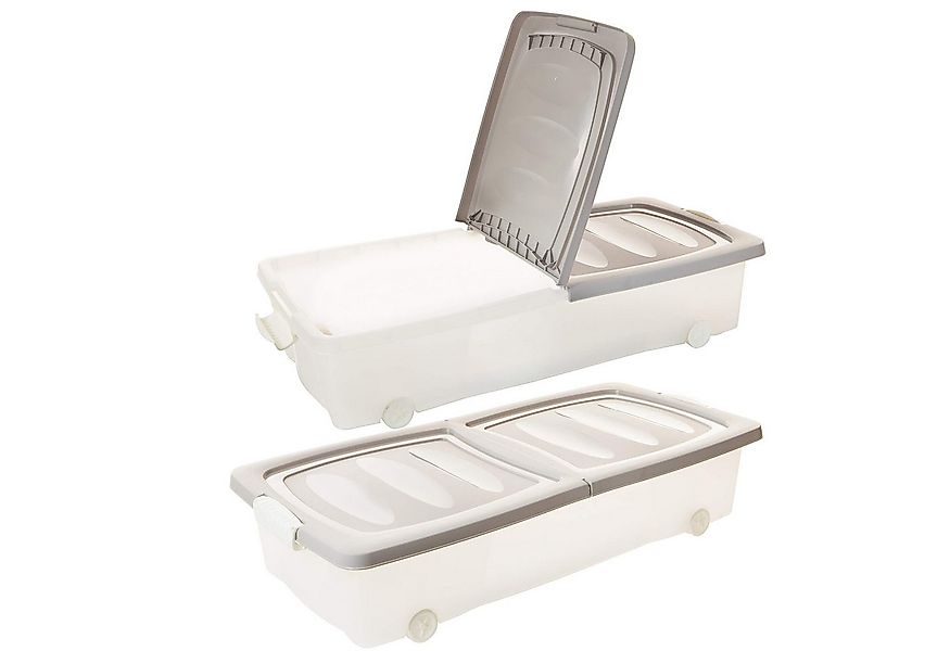 Centi Aufbewahrungsbox Unterbettkommode mit Rollen, flach, transparent (2er günstig online kaufen