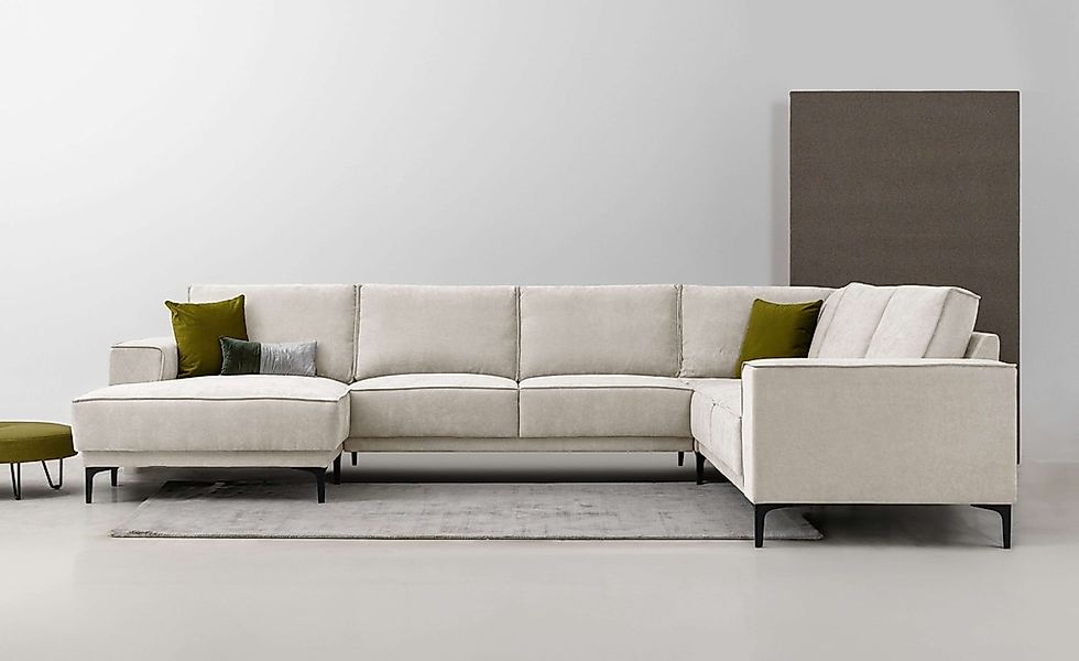 Places of Style Wohnlandschaft "XXL Sofa Oland, Struktur, Flachgewebe, Luxu günstig online kaufen
