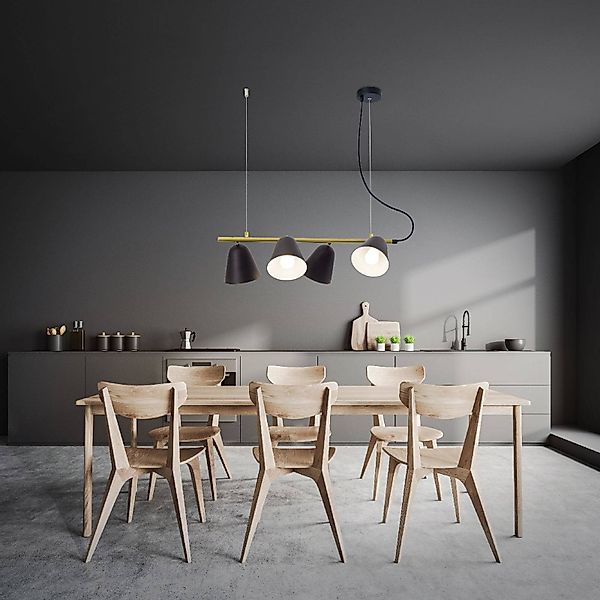 Näve Pendelleuchte Triton Schwarz 126 cm x 61 cm x 13 cm 4er-Set günstig online kaufen