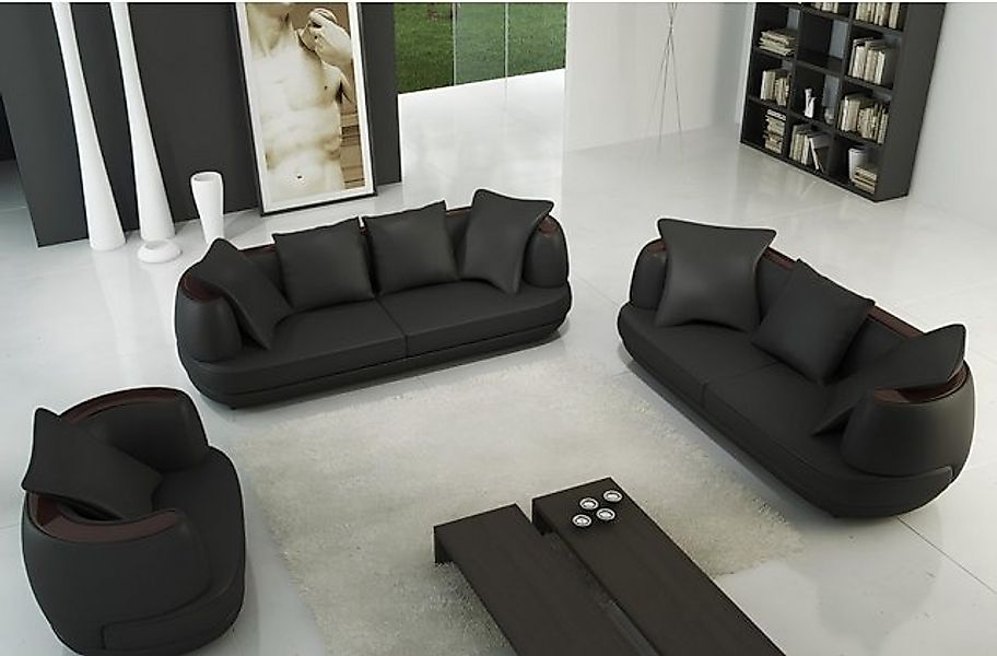 JVmoebel Sofa Sofagarnitur Couch Polster Leder Sofa 3+2+1 Klassische Couche günstig online kaufen