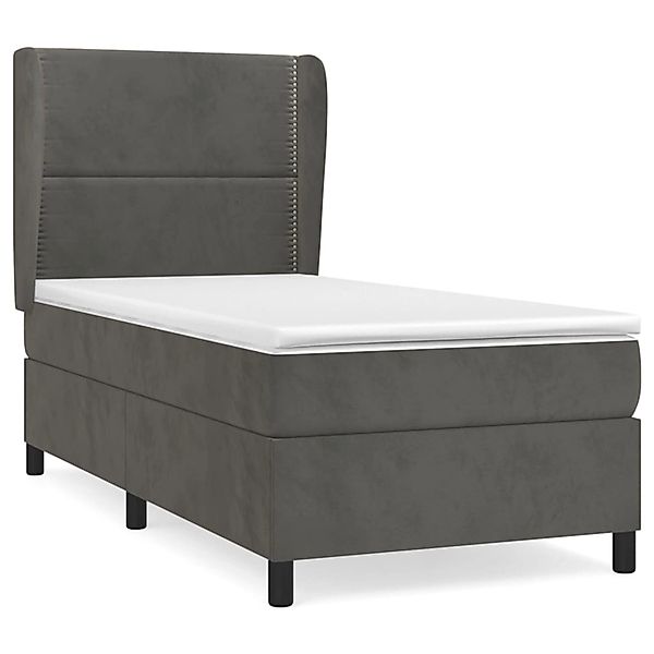 vidaXL Boxspringbett mit Matratze Dunkelgrau 90x200 cm Samt1372693 günstig online kaufen