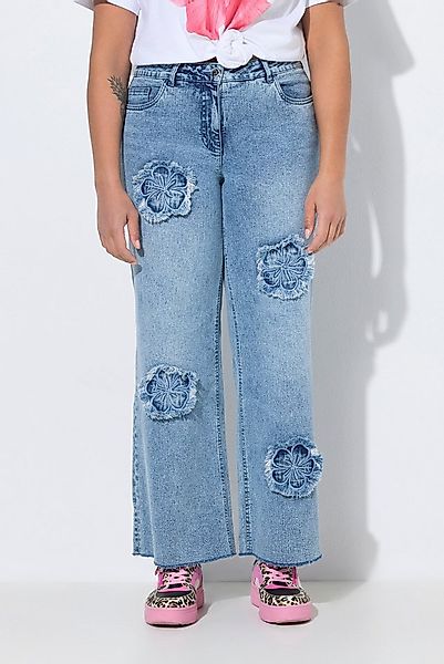 Angel of Style Regular-fit-Jeans Jeans Nora weites Bein Fransen-Blüten 5-Po günstig online kaufen