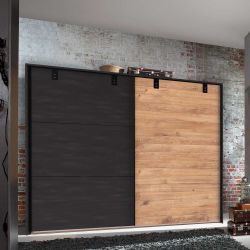 Schwebetürenkleiderschrank im Industry und Loft Stil 2 türig günstig online kaufen