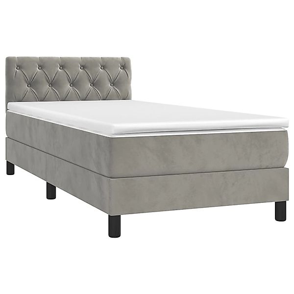 vidaXL Boxspringbett mit Matratze & LED Hellgrau 80x200 cm Samt 3134549 günstig online kaufen