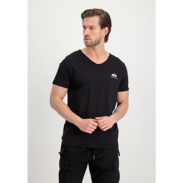 Alpha Industries  T-Shirts & Poloshirts Basic V-Neck T-Shirt SL - black günstig online kaufen