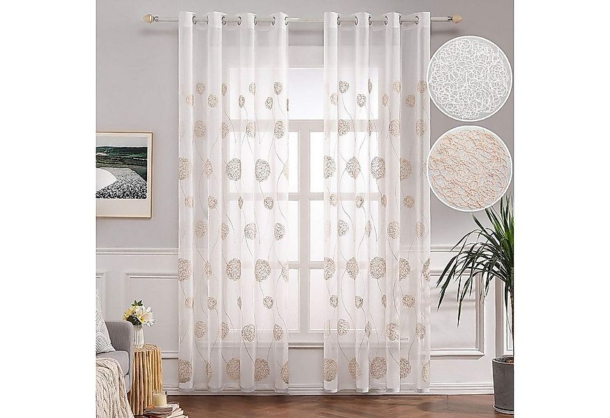 BTTO V&G Gardine Voile Gardinen (2 St), Ösen, halbtransparent, Vorhang Stic günstig online kaufen