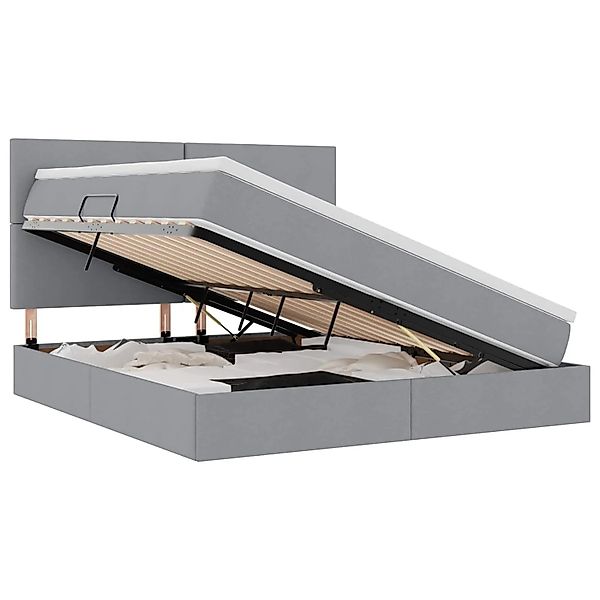 vidaXL Stauraumbett mit Matratze Hellgrau 180 x 200 cm Kunstleder 3371733 günstig online kaufen