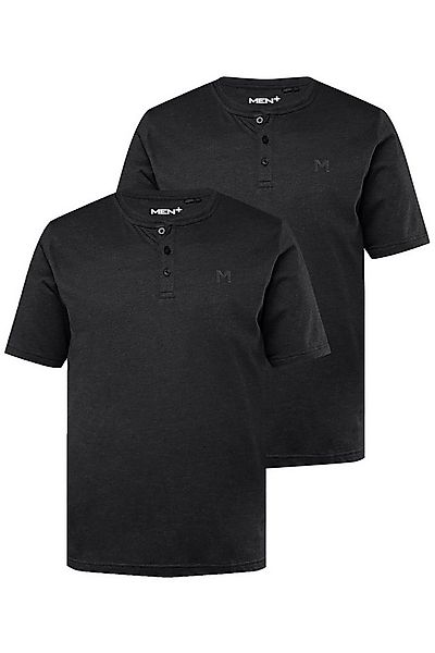 Men Plus T-Shirt Henley 2er-Pack Basic Halbarm Rundhals günstig online kaufen