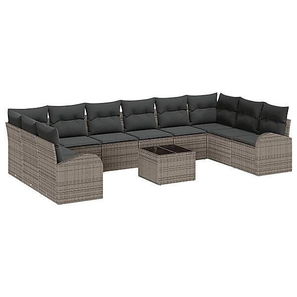 vidaXL Garten-Sofa-Set 11-Tlg Grau Poly Rattan 3346229 günstig online kaufen
