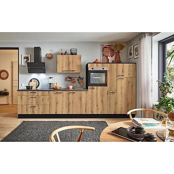 pino Küchenzeile 360cm Evoke Eiche Anschlag rechts 1 Geräte-, 1 Apothekersc günstig online kaufen