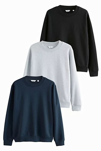 Next Sweater 3er-Pack Jersey-Sweatshirts mit Rundhalsausschnitt (3-tlg) günstig online kaufen