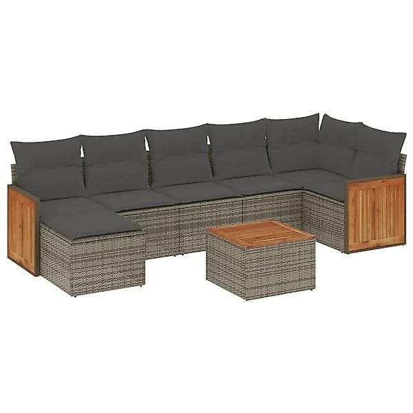 vidaXL 8-Tlg Garten-Sofagarnitur mit Kissen Grau Poly Rattan 3260282 günstig online kaufen
