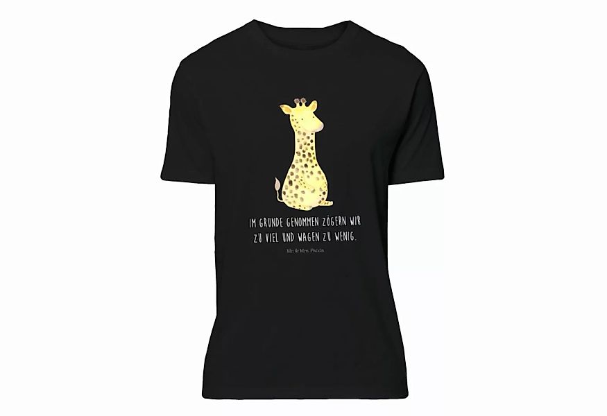 Mr. & Mrs. Panda T-Shirt Giraffe Zufrieden - Schwarz - Geschenk, Wildtiere, günstig online kaufen