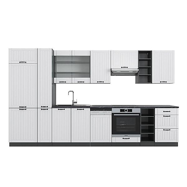 Vicco Küchenzeile Fame-Line Weiß Landhaus/Anthrazit 355 günstig online kaufen