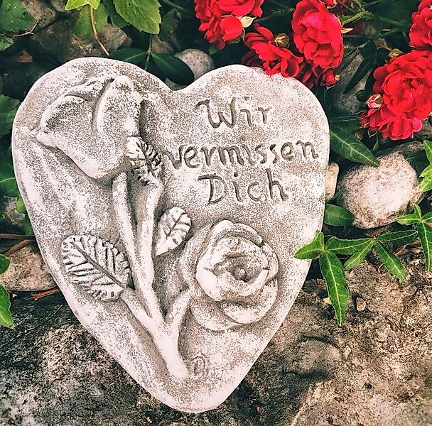 Radami Gartenfigur Grabherz mit Rose und günstig online kaufen