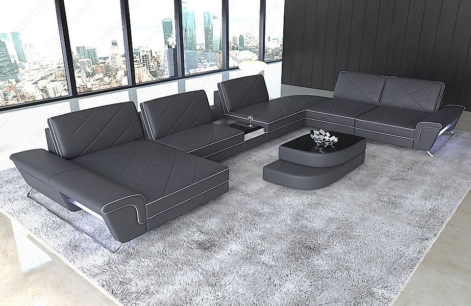 Sofa Dreams Wohnlandschaft Sofa Leder Bari XXL U Form Ledersofa, Couch, mit günstig online kaufen