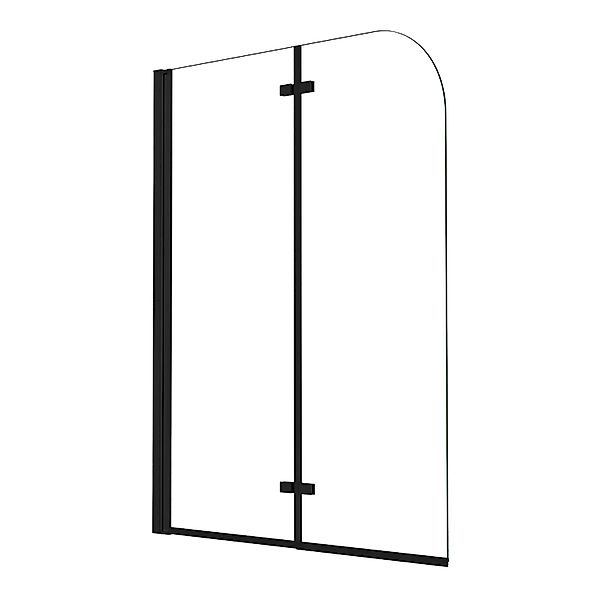 AICA 120x140cm Schwarz Badewannenaufsatz 2-tlg. Faltwand Duschwand Duschabt günstig online kaufen