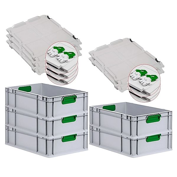PROREGAL Spar Set 5x Eurobox Nextgen Color Mit Scharnierdeckel & Schiebesch günstig online kaufen