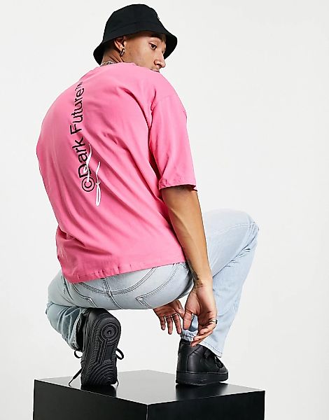 ASOS – Dark Future – Oversize-T-Shirt in Pink mit Logoprint am Rücken entla günstig online kaufen