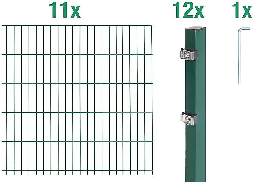 Alberts Doppelstabmattenzaun Grundset, (Set), Höhe: 80-160 günstig online kaufen