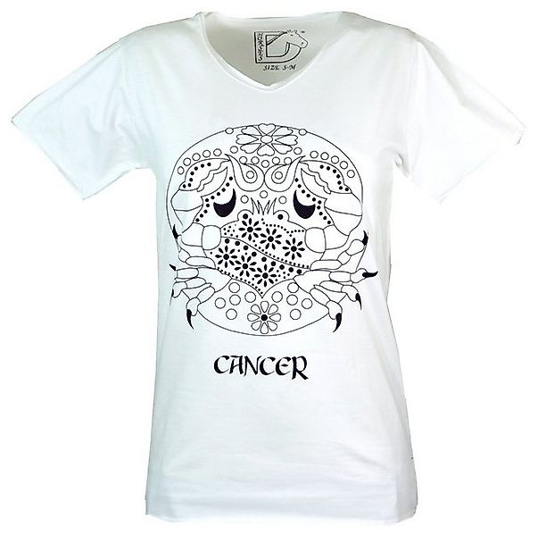 Guru-Shop T-Shirt Sternzeichen T-Shirt `Krebs` - weiß alternative Bekleidun günstig online kaufen