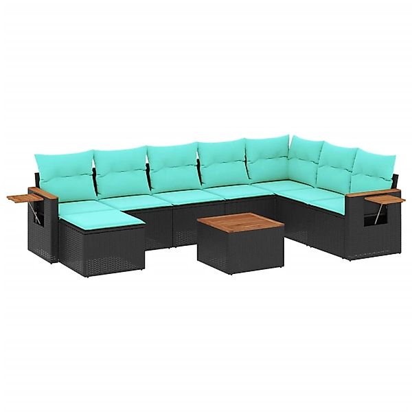 vidaXL 9-Tlg Garten-Sofagarnitur mit Kissen Schwarz Poly Rattan 3227093 günstig online kaufen