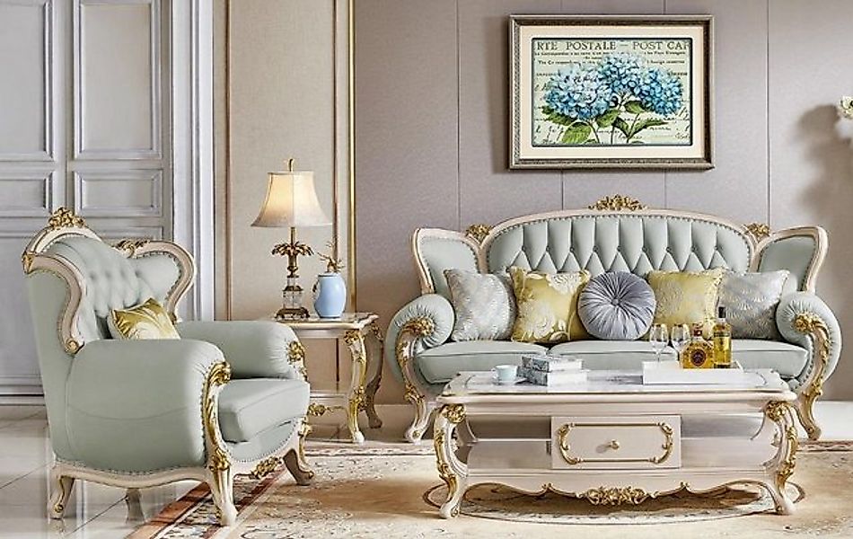 JVmoebel Sofa Chesterfield Ledersofa Couch Sofagarnitur 3 1 Sitzer Garnitur günstig online kaufen
