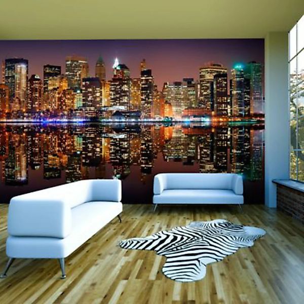 artgeist Fototapete Gold reflections - NYC mehrfarbig Gr. 550 x 270 günstig online kaufen