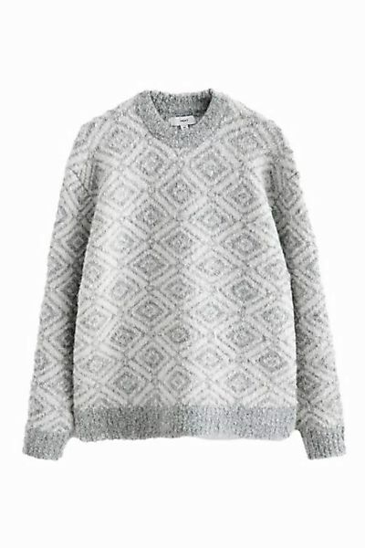 Next Rundhalspullover Relaxed Fit Rundhalspullover mit Bouclé und Wolle (1- günstig online kaufen