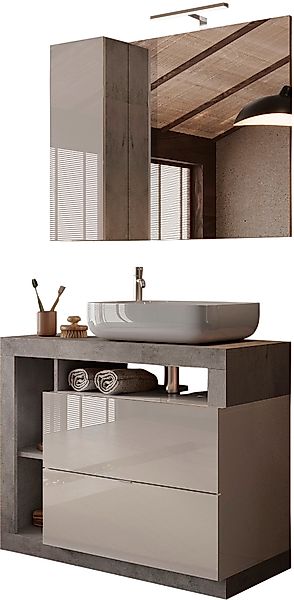 welltime Badmöbel-Set »Hamburg, Badezimmerset 2tlg. Breite 92 cm, Badmöbel, günstig online kaufen