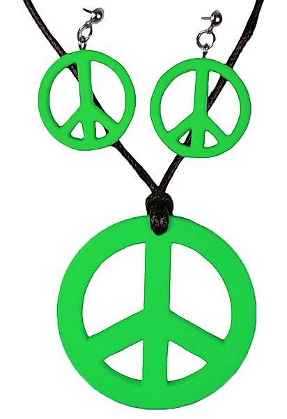 Das Kostümland Kostüm Hippie Peace Schmuck Set 3-tlg., Grün günstig online kaufen