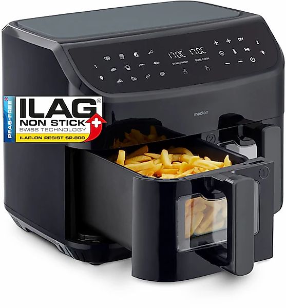 Medion® Heißluftfritteuse »MD 11760 P20XXL Twin«, 2400 W, Temperatur 50 - 2 günstig online kaufen