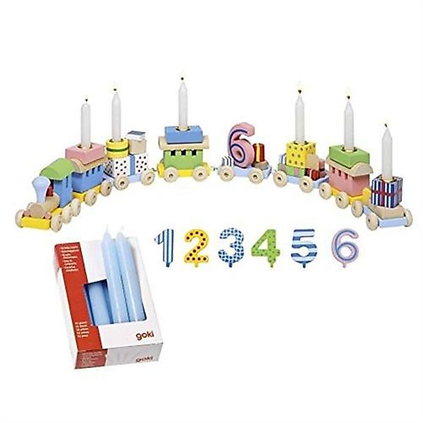 goki Kerzenständer Geburtstagszug mit Kerzen, Hellblau günstig online kaufen