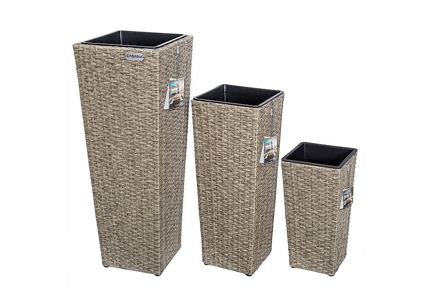 Casaria Pflanzkübel, Casaria Blumentopf 3er Set Polyrattangeflecht Übertopf günstig online kaufen