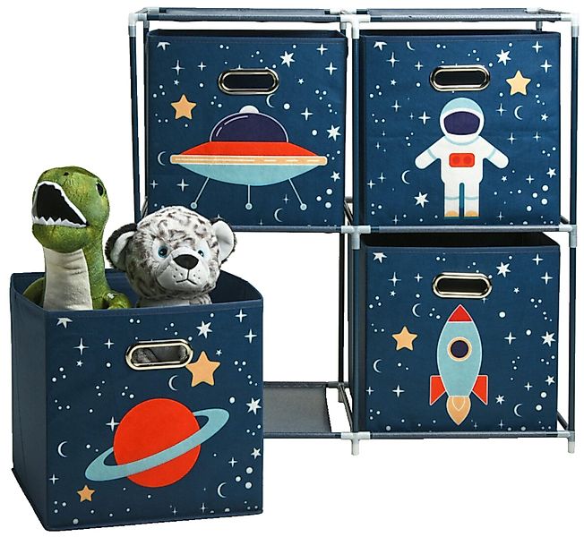 Koopman Kinderregal Spielzeugregal Blau Fächerregal Raumfahrt günstig online kaufen