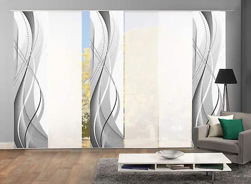 HOME WOHNIDEEN Schiebegardine »WUXi« Klettband 6 Stk. tlg. HxB: 245x60, ink günstig online kaufen