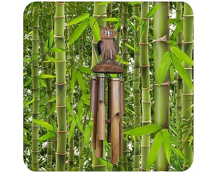 SIMANDRA Hängedekoration Windspiel Eule, Aus Holz und Bambus Klangspiel günstig online kaufen