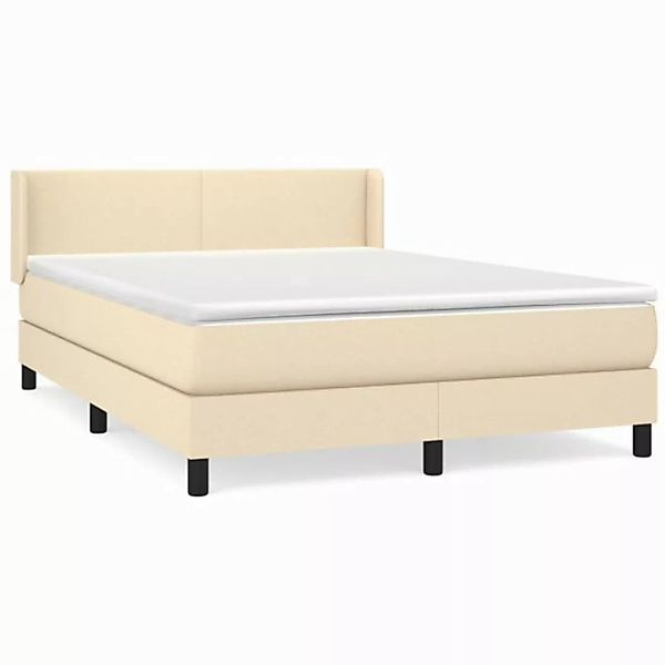 vidaXL Boxspringbett, Boxbett mit Matratze Creme 140x200 cm Stoff günstig online kaufen