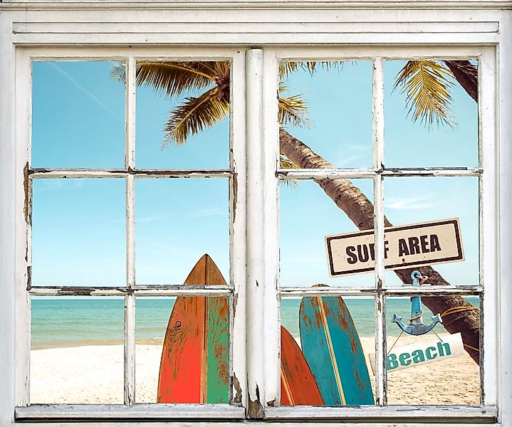 queence Wandsticker "Surf Area Beach", Wandsticker, Wandbild, selbstklebend günstig online kaufen