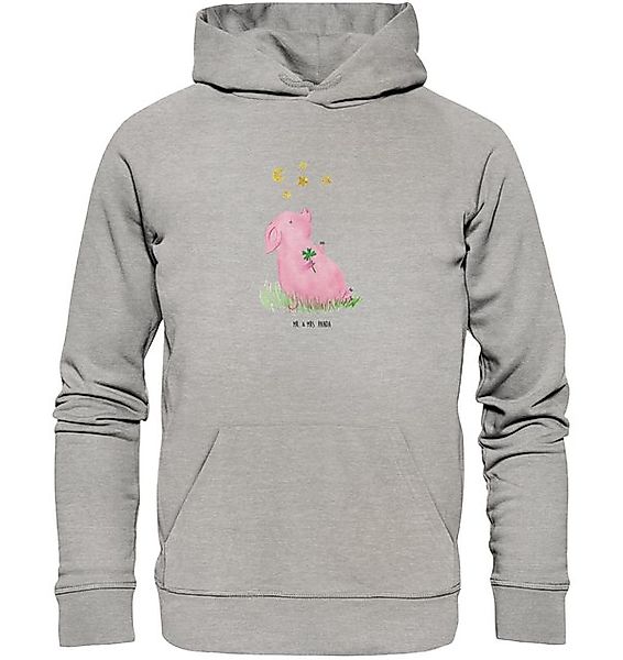 Mr. & Mrs. Panda Hoodie Schwein Glück Größe S - Heather Grey - Geschenk, St günstig online kaufen