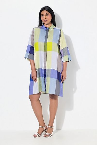 Ulla Popken Longbluse Leinen-Longbluse Hemdkragen Taschen 3/4-Arm günstig online kaufen