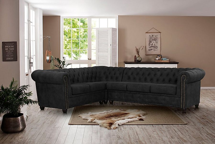 Home affaire Chesterfield-Sofa Rysum L-Form, Chesterfield-Optik, langer Sch günstig online kaufen