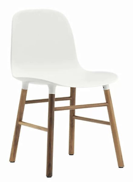 Stuhl Form plastikmaterial weiß holz natur / Stuhlbeine aus Nussbaum - Norm günstig online kaufen