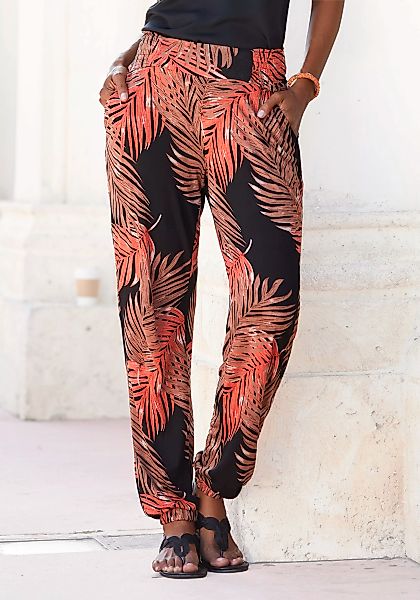 LASCANA Strandhose mit Palmenblätterdruck und Taschen, leichte und elastisc günstig online kaufen