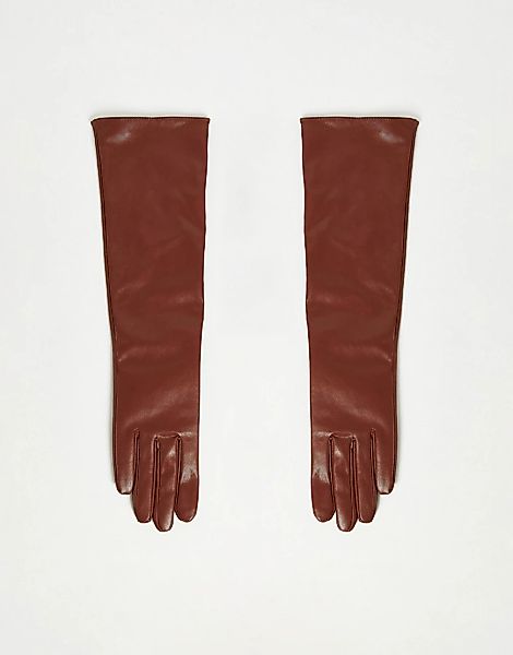 ASOS DESIGN – Lange Handschuhe in Braun günstig online kaufen