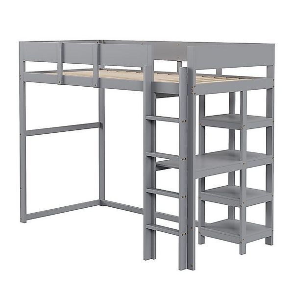 MC Star Hochbett mit Ablage 90 x 200 cm, Bettgestell aus massivem Kiefernho günstig online kaufen