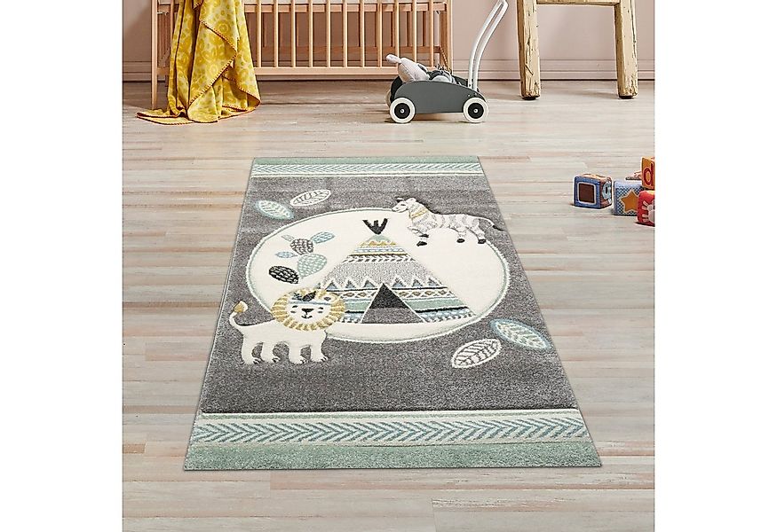 TeppichHome24 Kinderteppich Kinderteppich Zelt, Löwe, rechteckig, Höhe: 1.3 günstig online kaufen