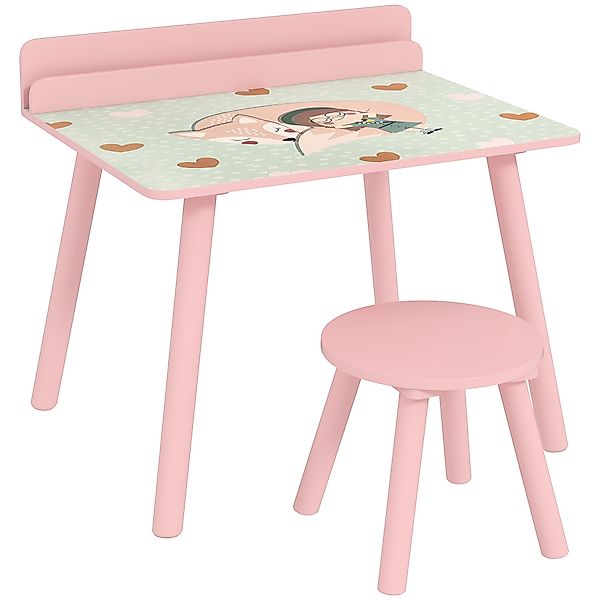 AIYAPLAY Kindertisch-Set mit Stuhl & Bücherhalter, Bärenmotive, für 3–8 Jah günstig online kaufen