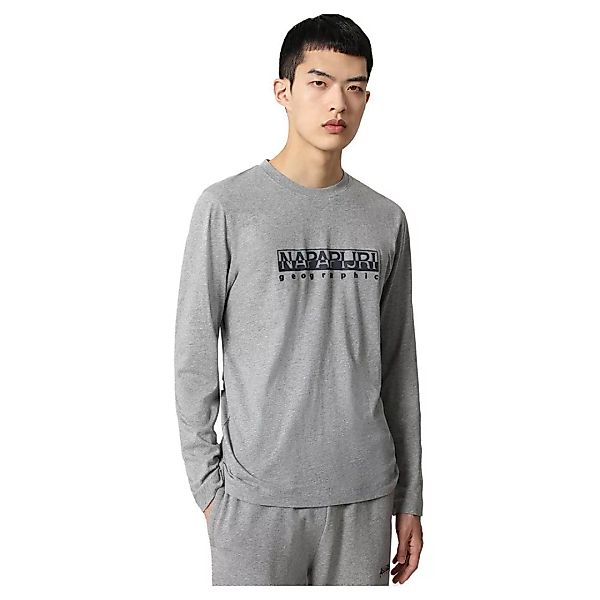 Napapijri Serber Print Langarm-t-shirt L Medium Grey Melange günstig online kaufen